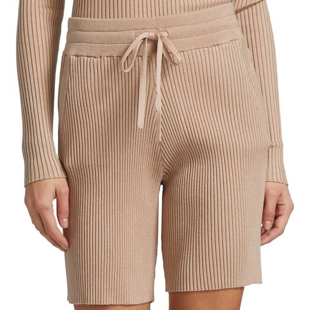 Derek Lam 10 Crosby Ribbed Silk Cashmere Shorts Womens L Taupe Quiet Luxury Chic